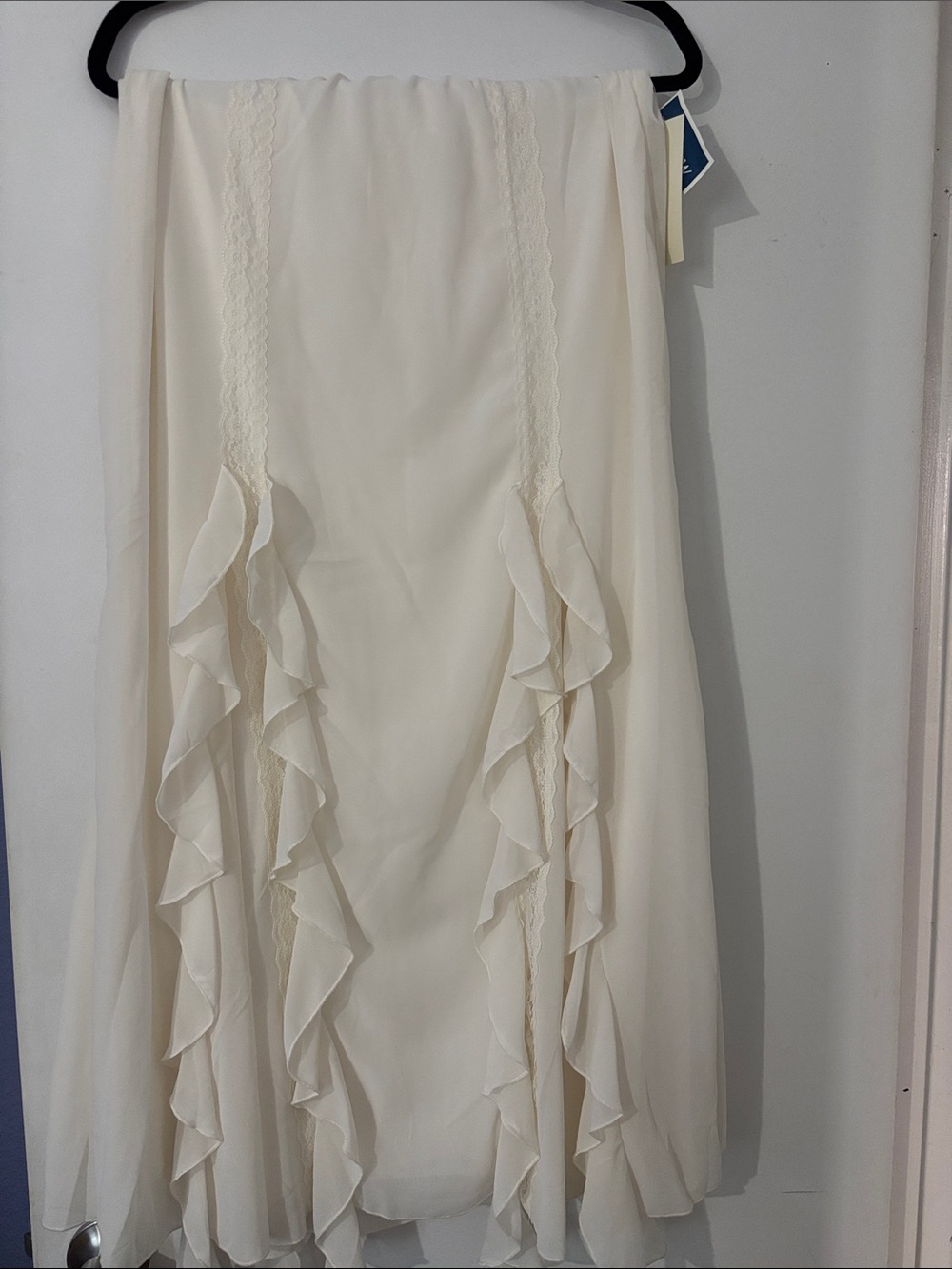Cream Ruffle Midi Skirt - Women's Elegant Layered Design